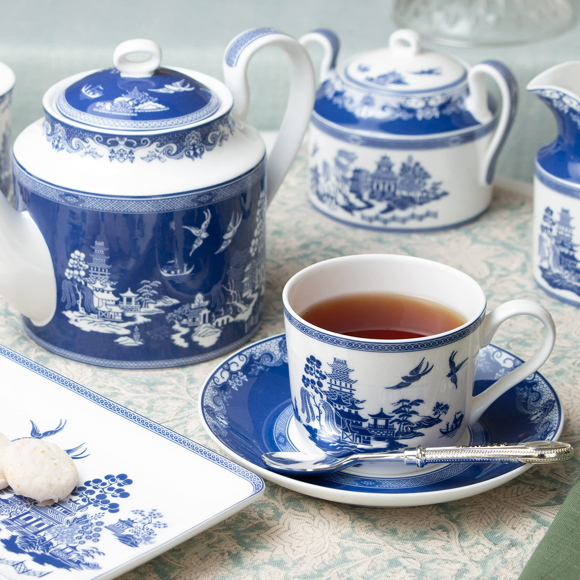 Grace Teaware Bone China Blue Willow Teapot 4 Cup Walmart