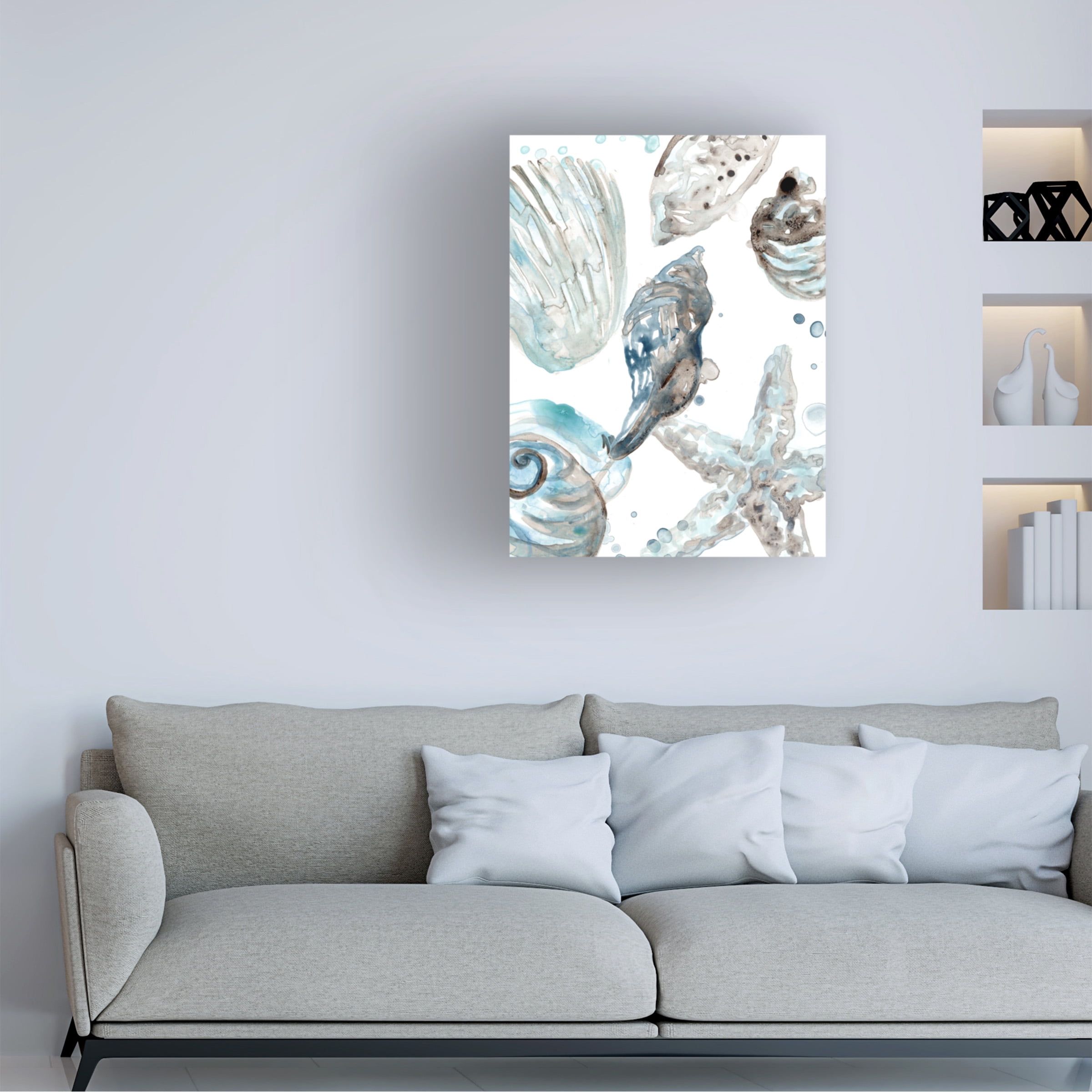 June Erica Vess 'Cerulean Seashells III' Canvas Art