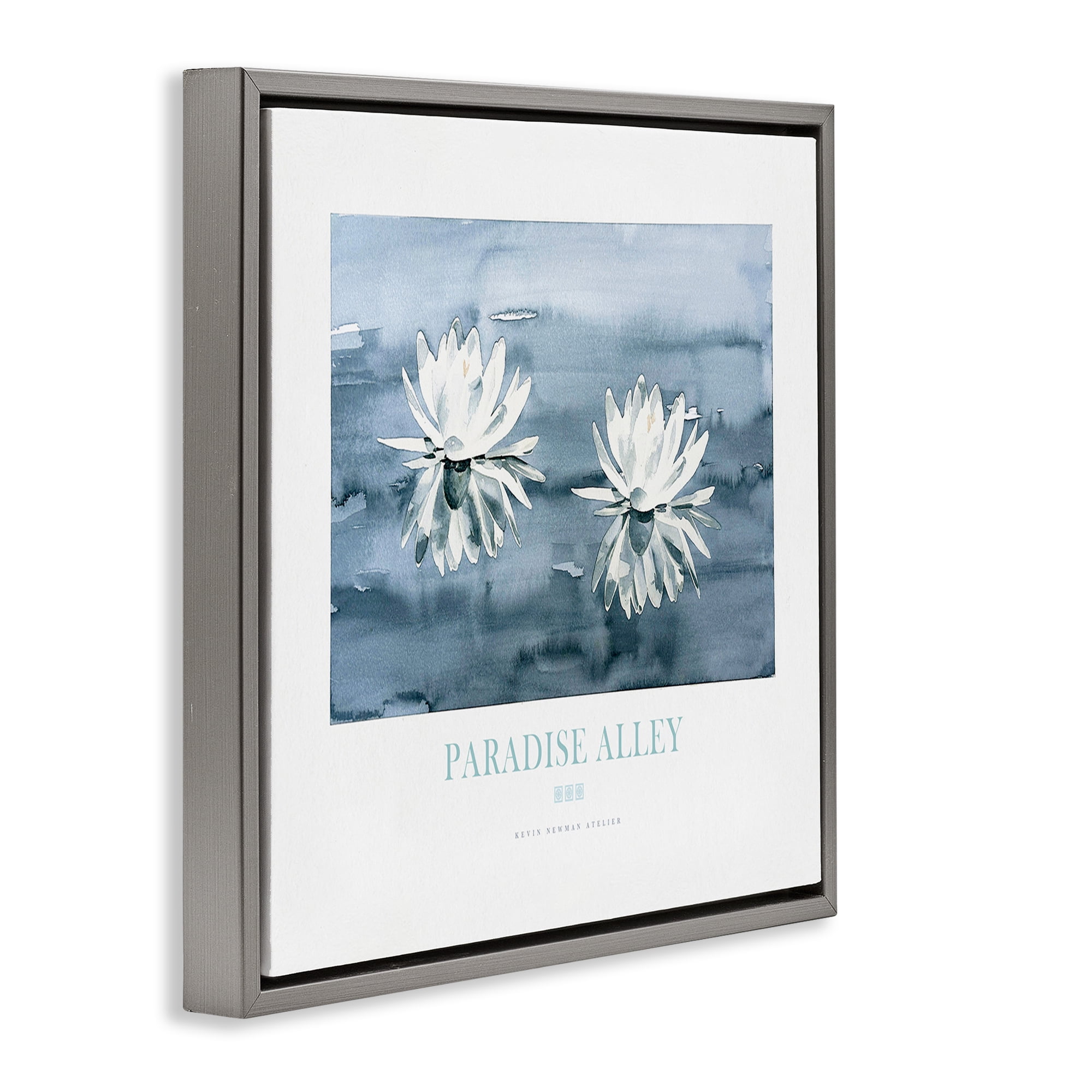 Stupell Industries Paradise Alley Water Lilies Gray Framed Floater Canvas Wall Art, design by Jadei Graphics