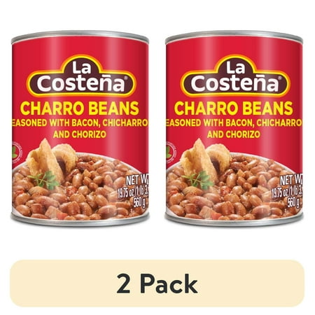 (2 pack) La Costeña Canned Charro Beans with Bacon and Chorizo, 20 oz