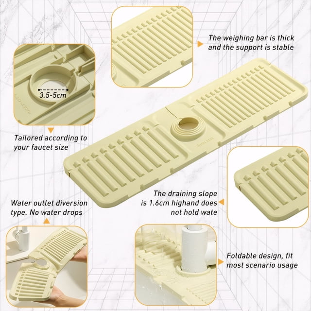 tredstone Silica Gel Kitchen Faucet Absorbent Mat Made With Silicone For Easy Cleaning Multi-purpose Beige