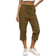 thumbnail image 3 of TaTaai Women's High Waist Linen Pants Elastic Drawstring Waistband with Decorative Ruffles Loose Straight Leg Cropped Length Casual Trousers Featuring Side Pockets Gift, 3 of 7