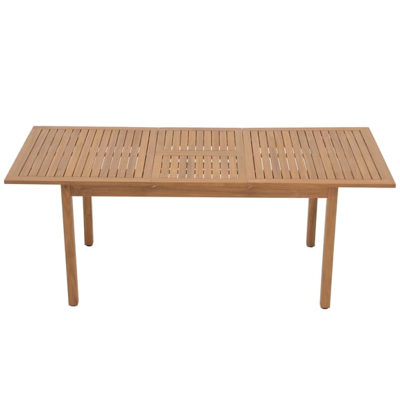 JOIVI Rectangular Extendable Acacia Wood Dining Table, 6-8 Person Outdoor Extendable Table for Home Kitchen Deck