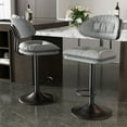 thumbnail image 5 of Hawsaiy Modern Bar Stools Set of 2, Ergonomic Double-Layer Upholstered Bar Stools with Back, Adjustable Swivel Barstools for Kitchen Island, Gray, 5 of 8