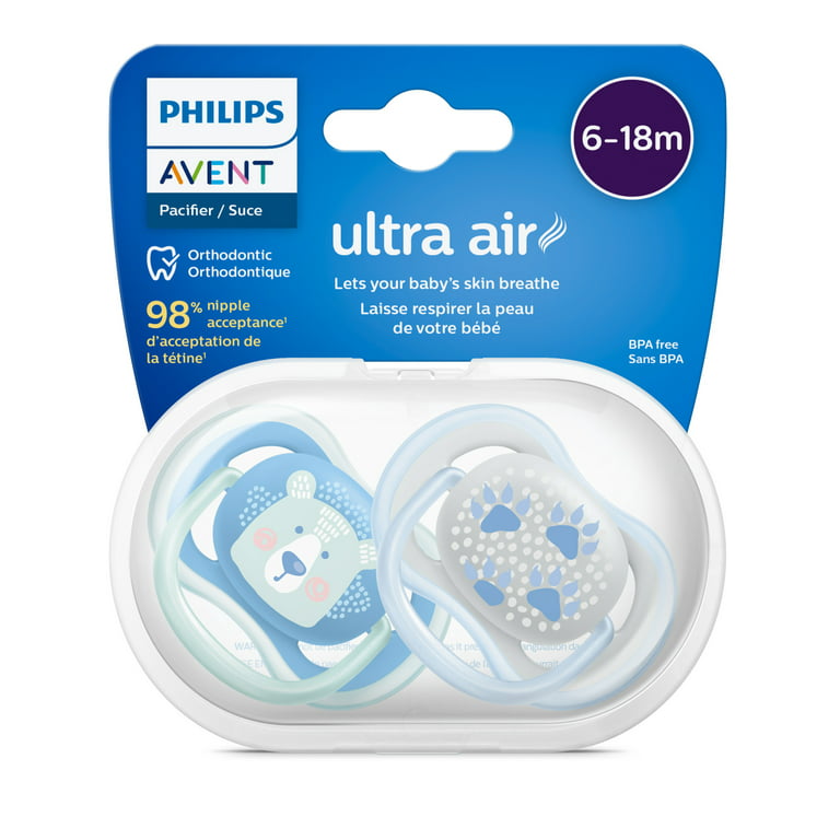 Philips Avent Ultra Air Pacifier, 6-18 Months, Bear/Paw, 4 Pack, SCF085/09  