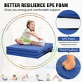 thumbnail image 4 of YRLLENSDAN Folding Gymnastics Mat Thick Exercise Mat for Home Workout Leather Tumbling Mat for Gymnastics for Home Schooling and Daycare Cheer Mat Foldable Gym Mat for Kids 2×6 ft,Blue, 4 of 8