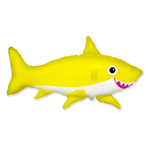 42 inch Friendly Shark - Yellow Foil Mylar Balloon - Party Supplies Decorations