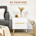 thumbnail image 4 of HOMCOM Bedside Table, Sofa Side Table with 2 Drawers and Wood Legs White, 4 of 10