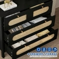 thumbnail image 5 of Moasis  3-6-Drawer Dresser Storage Cabinet Rattan Wood Closet Black - 4-drawer, 5 of 5