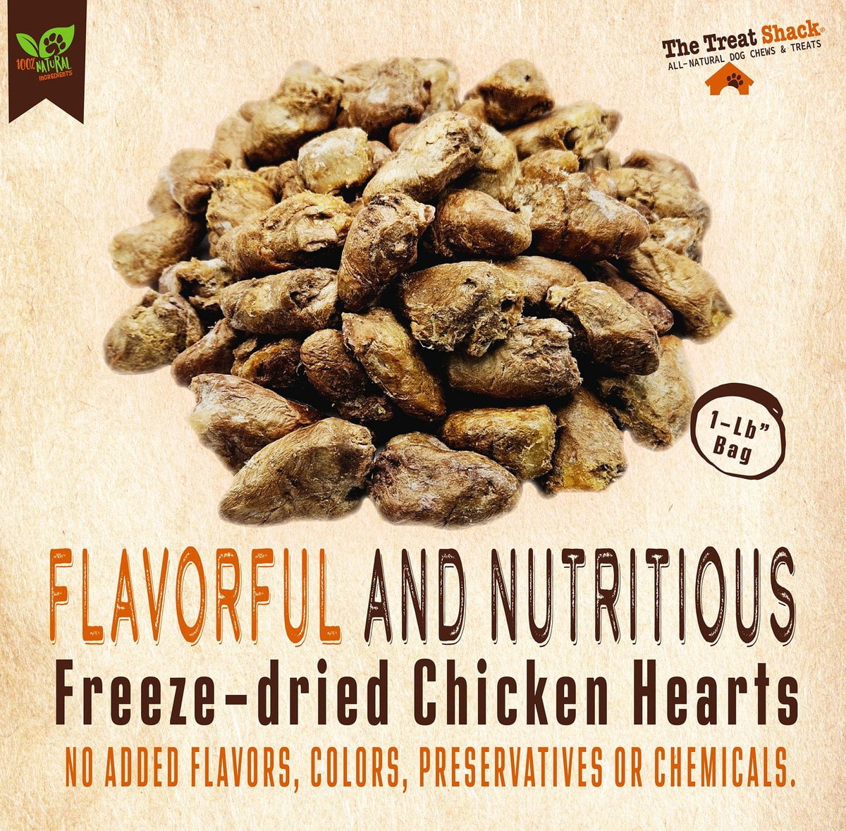 Freeze-Dried Chicken Hearts Dog Treats, 1-lb Bag