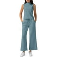 thumbnail image 6 of Women's Summer 2 Piece Outfits Mock Neck Tank Top Cropped Wide Leg Pants Lounge Sets 2025 Fashion Tracksuit, 6 of 6
