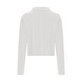 thumbnail image 5 of FRSASU Women's Zip up Cardigan Sweater Long Sleeve Jacket Crewneck Solid Casual Coat White, 5 of 7