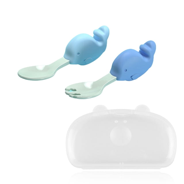 Nueva cuchara para comer para bebé con mango corto, vajilla spork de silicona para niños