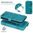 thumbnail image 5 of for iPhone 13 Pro Max Wallet Case, Multi-Function Detachable 3 in 1 Magnetic Phone Case Wallet, Flip Strap Zipper Card Holder Phone Case with Shoulder Straps for iPhone 13 Pro Max(Blue), 5 of 9
