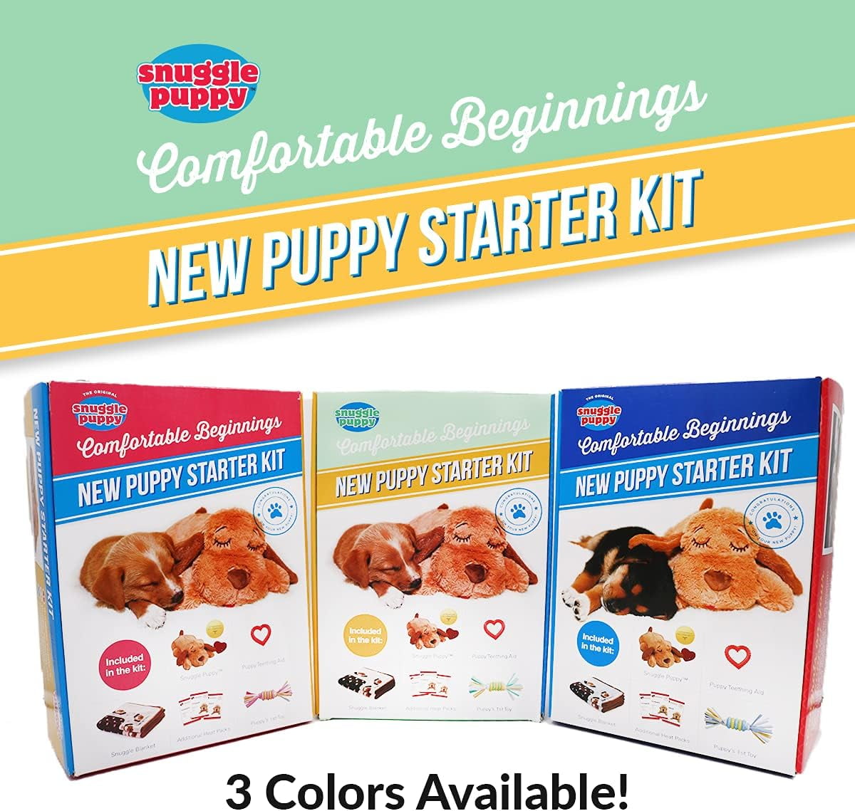 Original Snuggle Puppy Starter Kit with Snuggle Puppy Included. Starter Kit for Anxiety Relief and Calming Aid. Biscuit Coloured Puppy Included and Neutral Toy