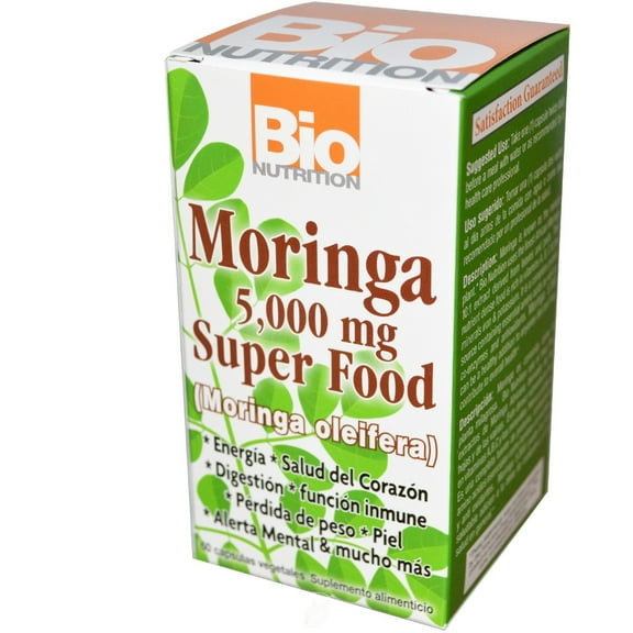 Moringa Super Food 5000 mg 60 VEG CAPS by Bio Nutrition Inc, Pack of 2
