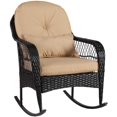thumbnail image 5 of LVUYOYO Outdoor Wicker Rocking Chair All Weather w/ Cushions Garden Patio Yard Porch Lawn Balcony Backyard, Beige, khaki, 5 of 9