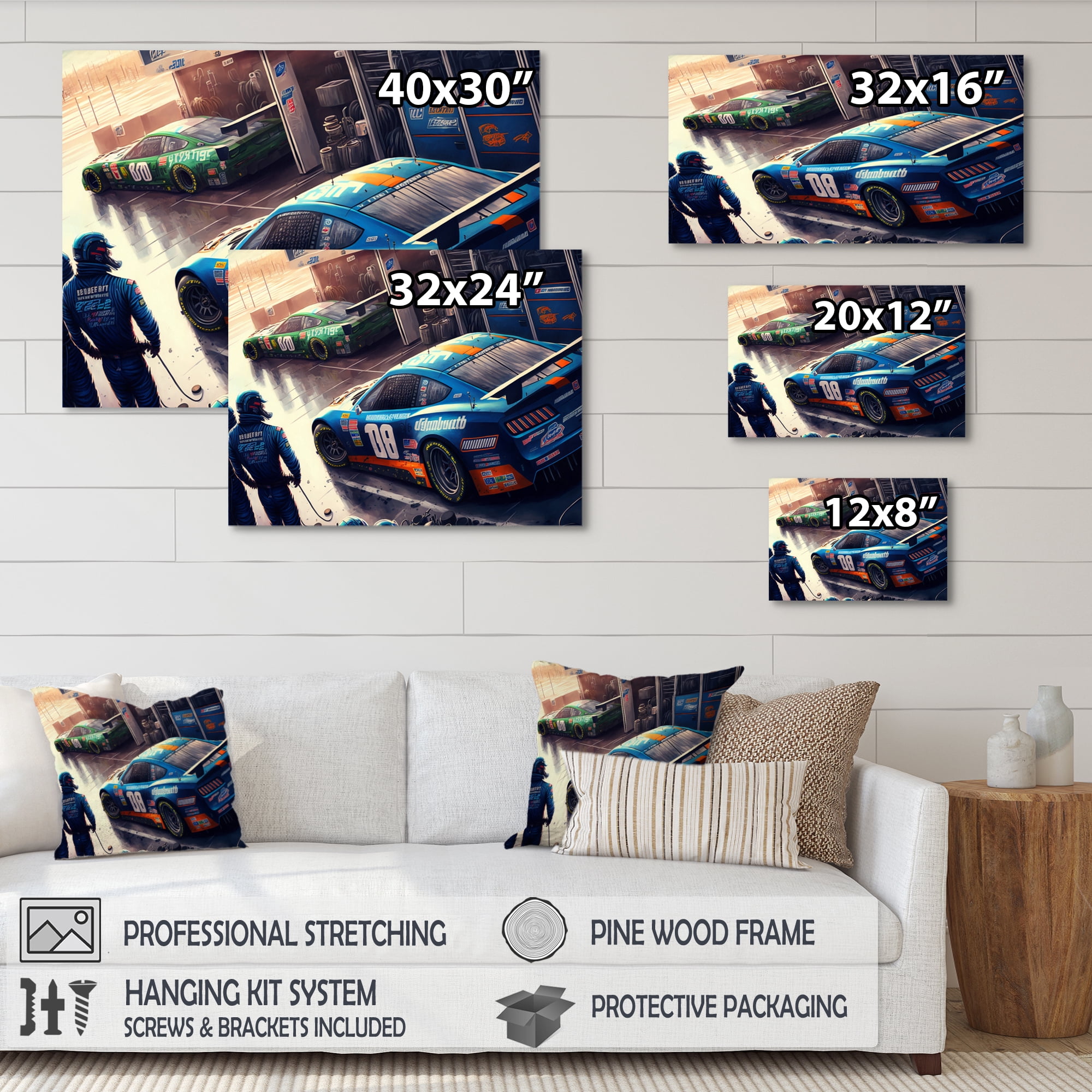 Designart Stock Car Pit Stop IV Canvas Wall Art