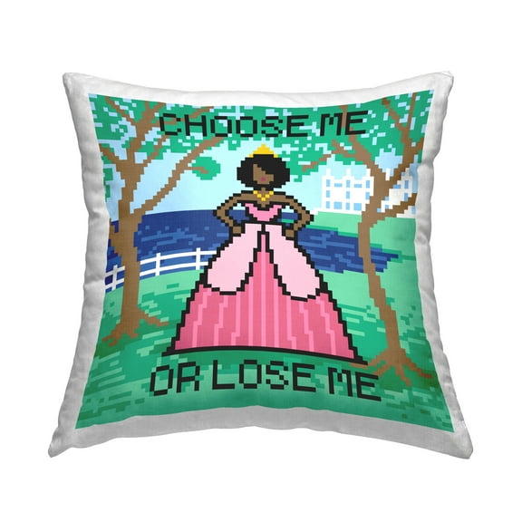 Stupell Industries Choose Me Pixel Princess Decorative Printed Throw Pillow Design by Grace Popp .