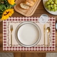 thumbnail image 4 of Western Texas Star Retro Placemats Set of 6, Rustic Vintage Farm Red Beige Plaid Placemats for Dining Table, Place Mats for Kitchen Tabletop, Waterproof Wipeable Dining Table Mats Set, 4 of 9