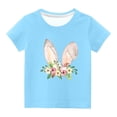 thumbnail image 1 of Penkiiy T-Shirts de Pâques pour Enfants Garçons Filles Mode Oreilles de Lapin de Pâques Imprimé Col Rond Manches Courtes 5 Ans Bleu, 1 of 4