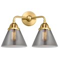thumbnail image 2 of Innovations Lighting  Nouveau 2 Cone - 2 Light 16" Bath Vanity Light Satin Gold/Plated Smoke, 2 of 5