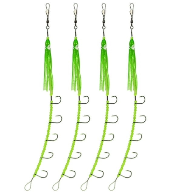 Yuarrent 4 piezas de acero de alto carbono Fish Assist Hook 5 ganchos señuelo cebo deportivo al aire libre Pescar Leuchtendes Grün