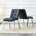 thumbnail image 2 of High Back Dining Chairs Set of 2, Grid Shaped Armless Side Chair with Metal Legs, PU Leather Accent Arm Chair for Dining Room, Living Room, Kitchen, Office, Black, 2 of 9