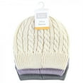 thumbnail image 2 of Hudson Baby Infant Girl Knit Cuffed Beanie 3pk, Lilac Cream, Adult, 2 of 5