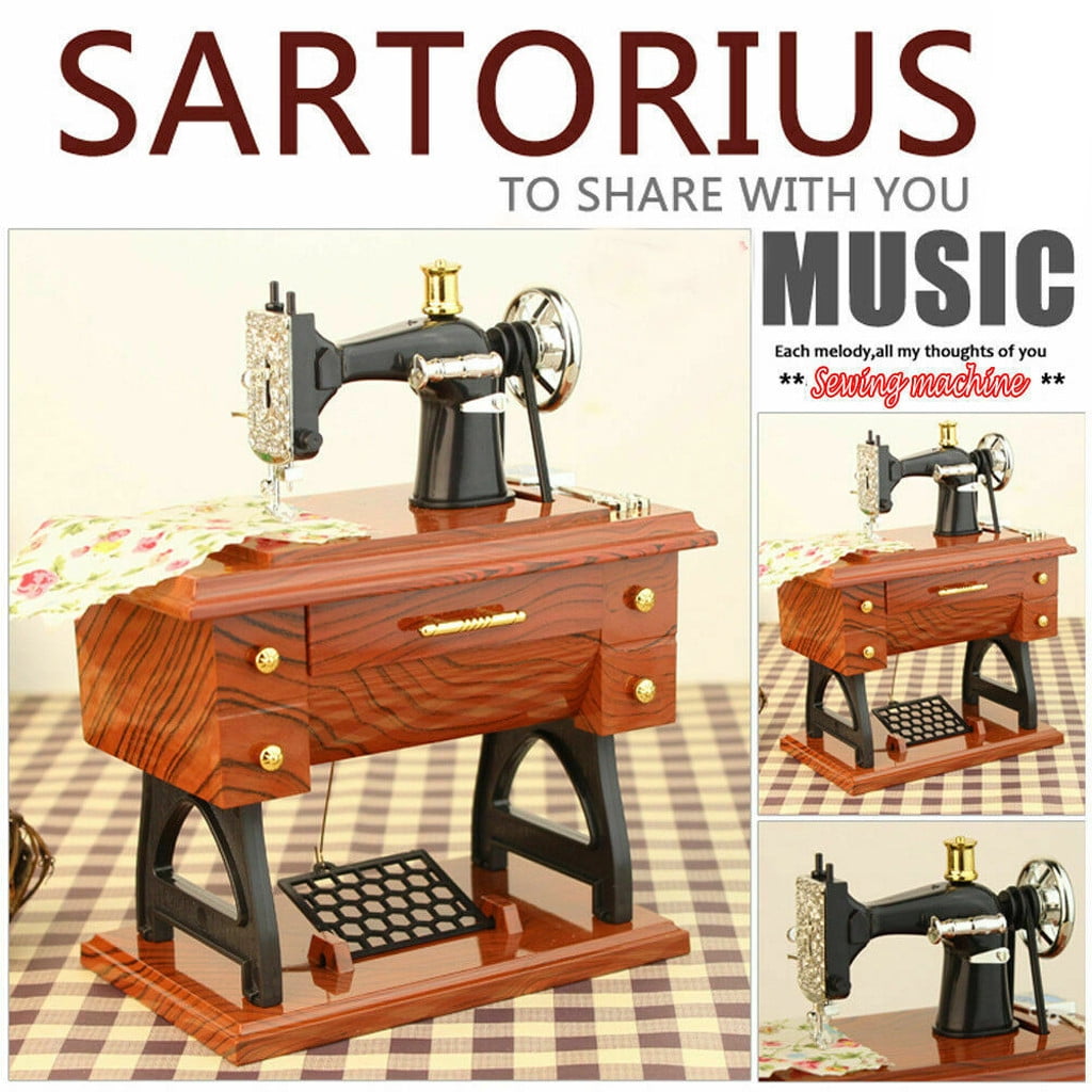Hot Vintage Music Box Sewing Machine Style Mechanical Birthday Gift Table Decor 