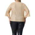 thumbnail image 4 of DARING DIVA Women's Plus Sequin 3/4 Sleeve V Neck Glitter Top 3X Champagne, 4 of 6