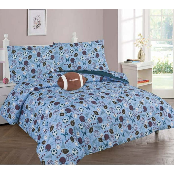 Full Mvp Sports Boys Bedding Set Beautiful Microfiber Comforter With Furry Friend And Sheet Set 8 Piece Kids Bed In A Bag Walmart Com Walmart Com