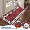 thumbnail image 4 of 2x6 Floral Kitchen Runner Rug Washable Non Slip Throw Runner for Hallway Geometric Bordered Print Laundry Bathroom Mat Soft Non Shed Rugs for Bedside Entryway, Red, 4 of 8
