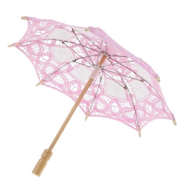 Sombrilla de encaje de algodón Wosthever Mini boda nupcial flor niñas Paraguas Rosa