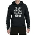 thumbnail image 2 of Wild Bobby Just A Girl Who Loves Jesus Inspirational/Christian Unisex Graphic Hoodie Sweatshirt, Black, Medium, 2 of 5