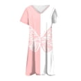 thumbnail image 4 of JINMGG 2026 Summer Plus size Dresses for Women under $10,Women's V-Neck Fashion Casual Temperament Pullover Short Sleeve Print Loose Dress, 4 of 5