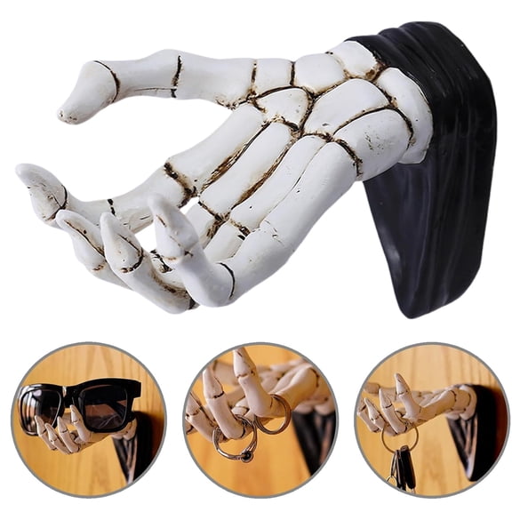 Hooks Halloween Skeleton Hand Ring Holder Wall Mounted Key Holder Organizer Multifunctional Wall Hooks For Hanging Keys Jewelry Bracelet Gothic Home Decor For Entryway Bedroom