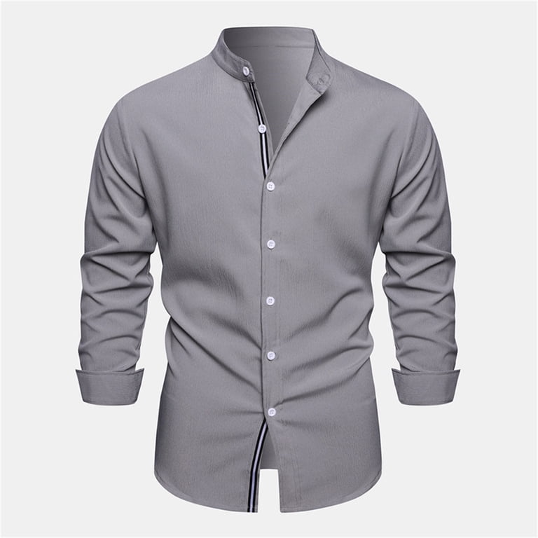 grey undershirt dress shirt Men's Grey Long Sleeve Dress Shirt, Stain Repellent, Wrinkle Resistant