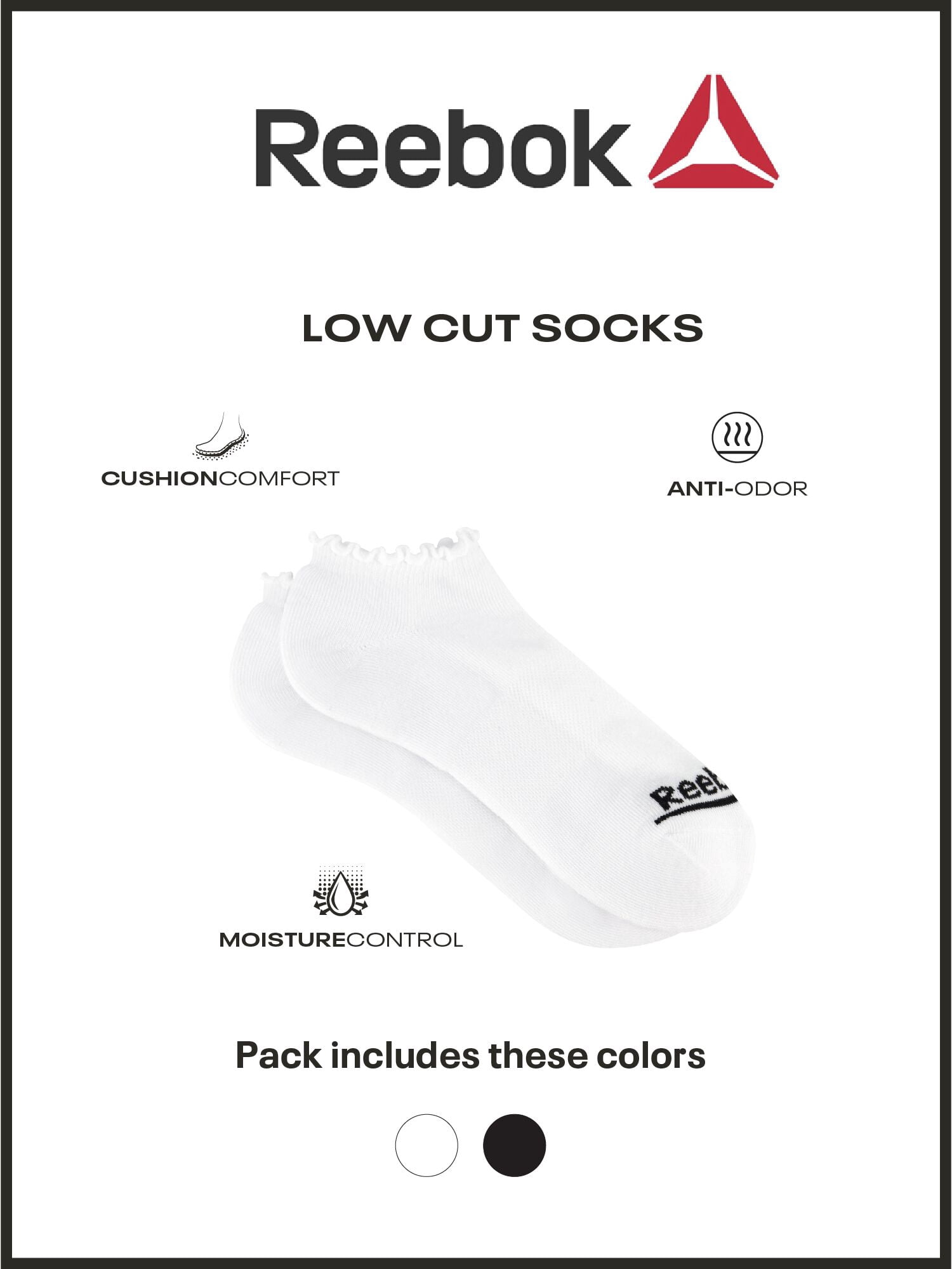 Reebok Women’s Ruffle Low Cut Socks, 10 Pack, Size 4-10