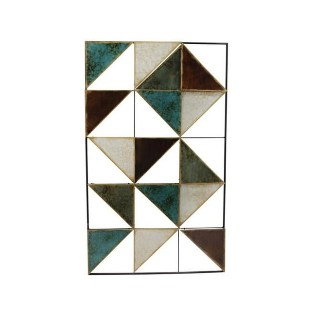 Benzara BM188125 Métal Construit Décor Mural Géométrique avec un Design Triangulaire - Multi Couleur