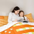 thumbnail image 4 of Homewish Orange Buffalo Plaid Twin Bedding Sets 7-Piece for Adult, Fashion Stripe Lines Bedding Comforter Set, Chic US Flag Reversible Sheet Sets, Breathable Home Decor, 4 of 7