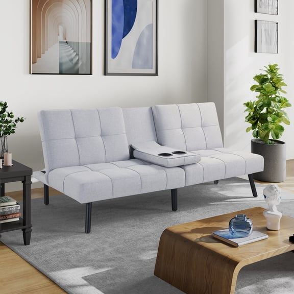 Serta Landry Modern Convertible Sofa, Light Gray Fabric