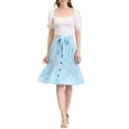 thumbnail image 3 of INSPIRE CHIC Women's Button Decor Casual High Waist Belted Ruffled Skirt, 3 of 7