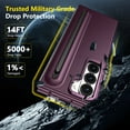 thumbnail image 2 of Decase for Samsung Galaxy Z Fold 7 Case with Pen Holder & Stylus, Camera Frame Stand,Pen Slot Phone Case with Screen Protector Matte PC Bumper Anti-Scratch Kickstand Cover for Z Fold 7,Winered, 2 of 12