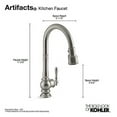 thumbnail image 5 of Artifacts single-hole kitchen sink faucet with 17-5/8" pull-down spout and turned lever handle, DockNetik(R) magnetic docking system, and 3-function sprayhead featuring Sweep(R) and BerrySoft(R) sp, 5 of 5