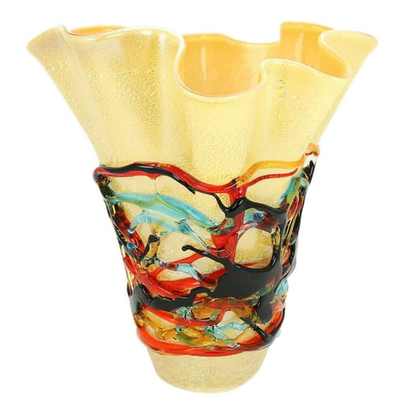 GlassOfVenice Murano Glass Vesuvio Abstract Art Vase