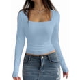 thumbnail image 3 of Women Y2k Retro Long Sleeve Shirt Top Slim Fit Lace Trim T-Shirt Harajuku Fairy Aesthetic Tee Tops Streetwear S, 3 of 8