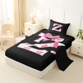 thumbnail image 2 of Erosebridal Pink Rose Letter Z Bow Twin Sheet Sets for Girls, Pink Bow Letter Bedding for Women, 3pcs, 2 of 6
