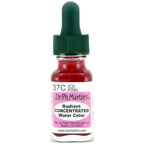 Dr. Ph. Martin's® Radiant Concentrated Water Color (37C) Watercolor Bottle, ½ US fl oz, Ice Pink, 1 Bottle