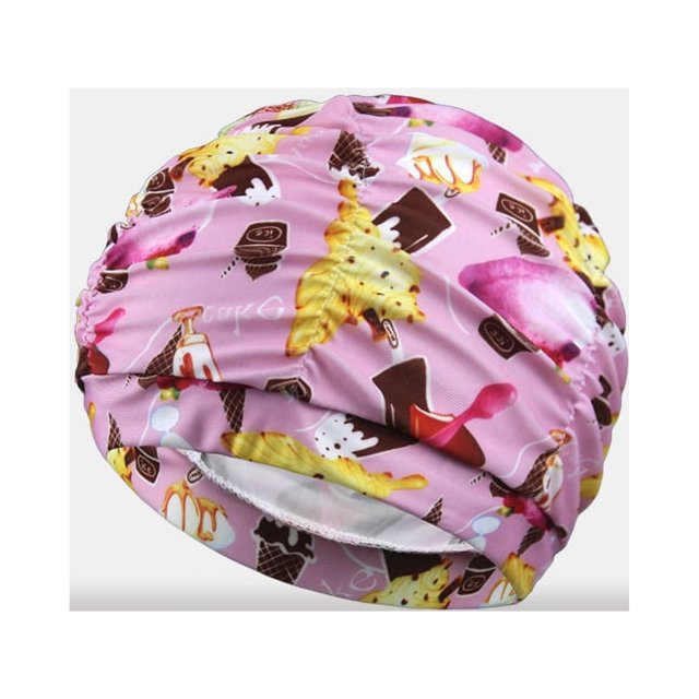 Gorro de baño de gran tamaño para mujer, para cabello largo y corto, para piscina, aguas termales, moda Joker, gorro de baño de tela con protección para los oídos